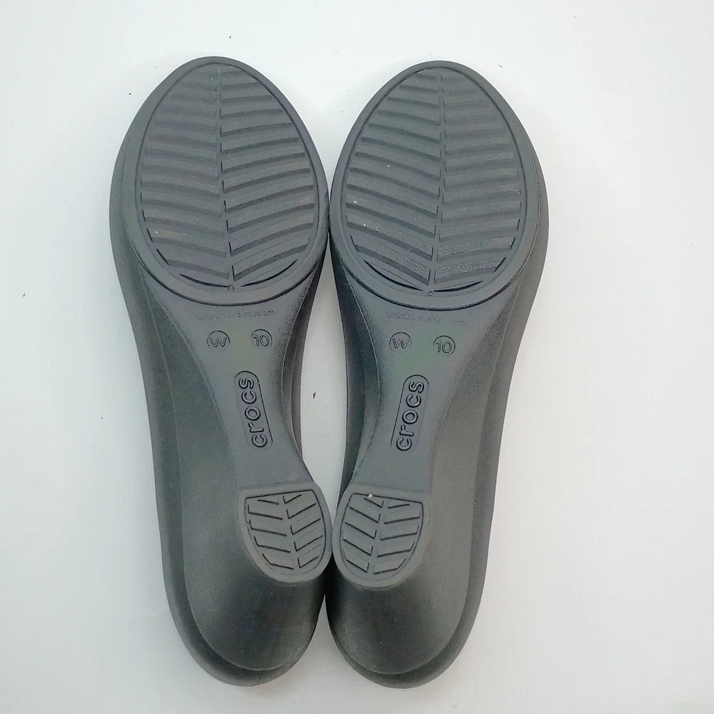 Crocs Lina‎ Wedge Pumps Womens 10 Black Dual Comfort Round Toe Shoes J4